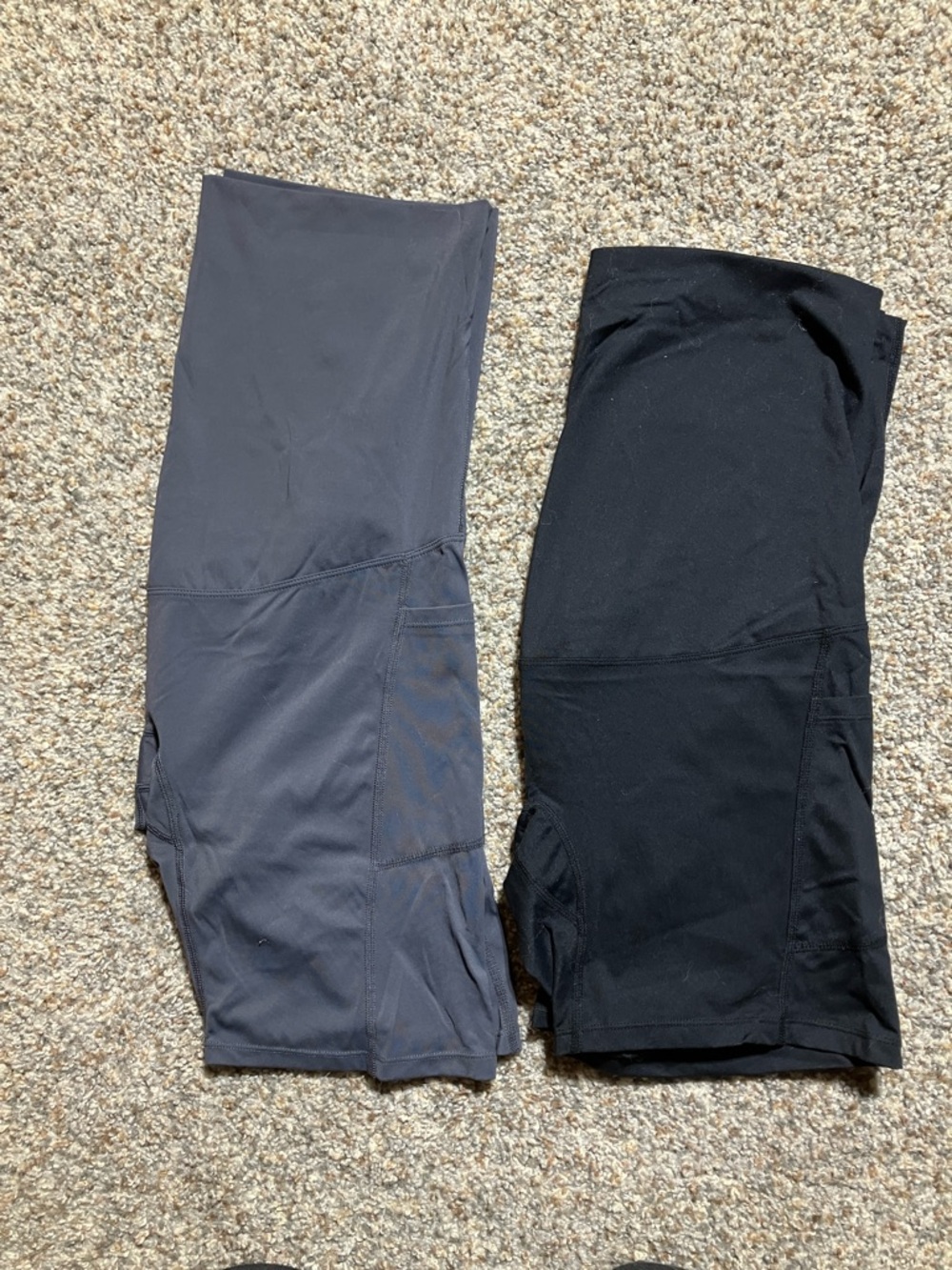Two Maternity Athletic Cropped Leggings - Black and Charcoal